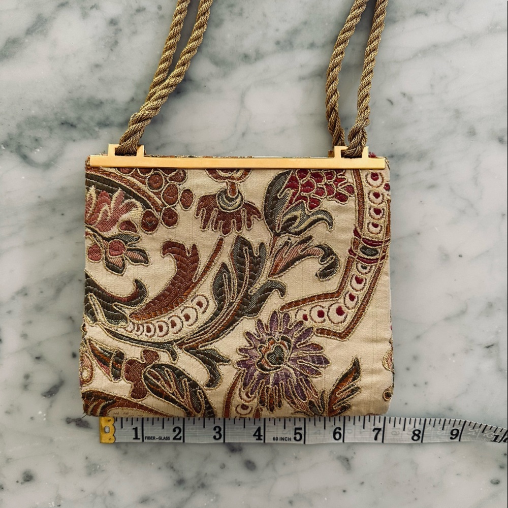 Vintage 1970s Bonwit Teller Hand Embroidered Handbag